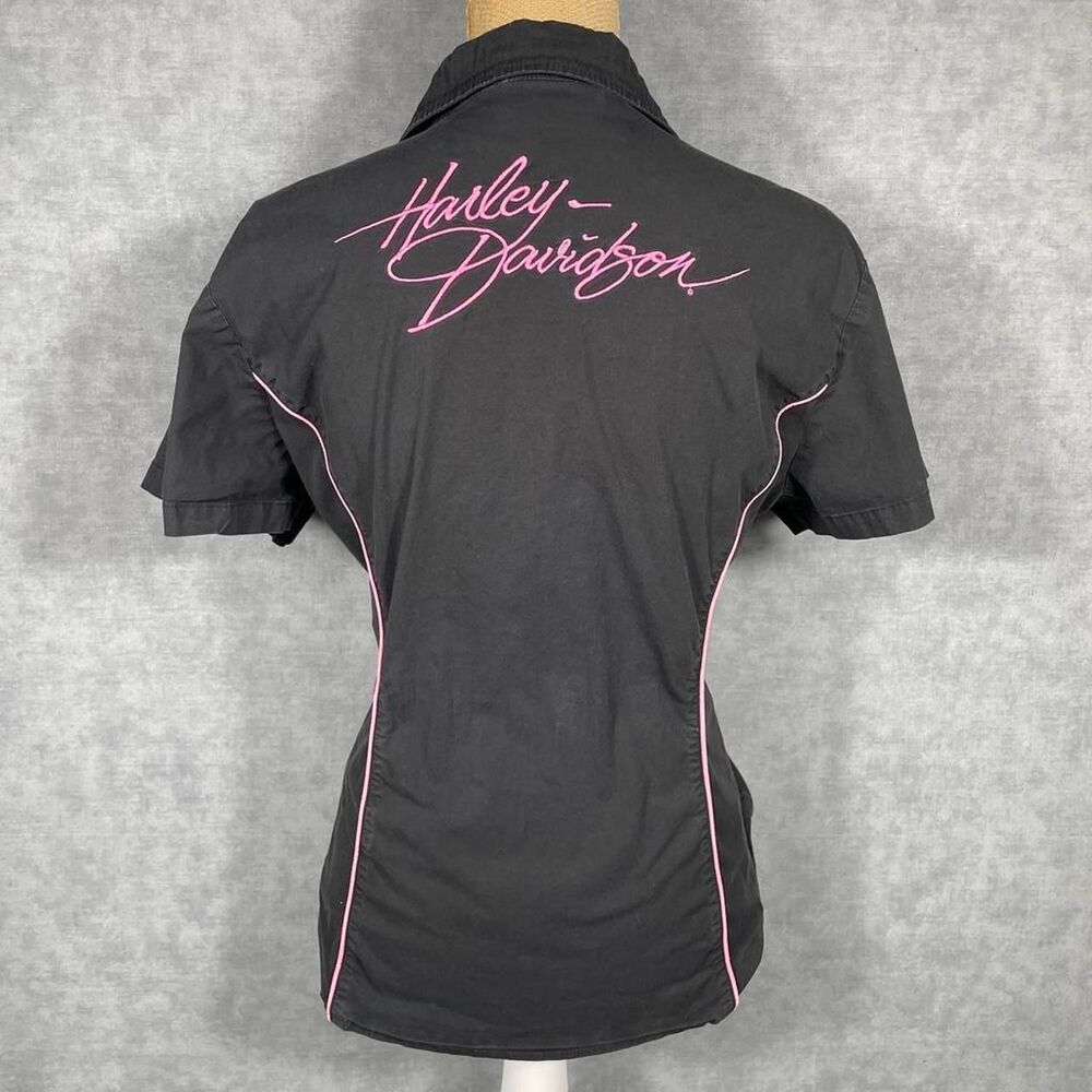 Harley Davidson Zip Up Shirt with Pink Logo